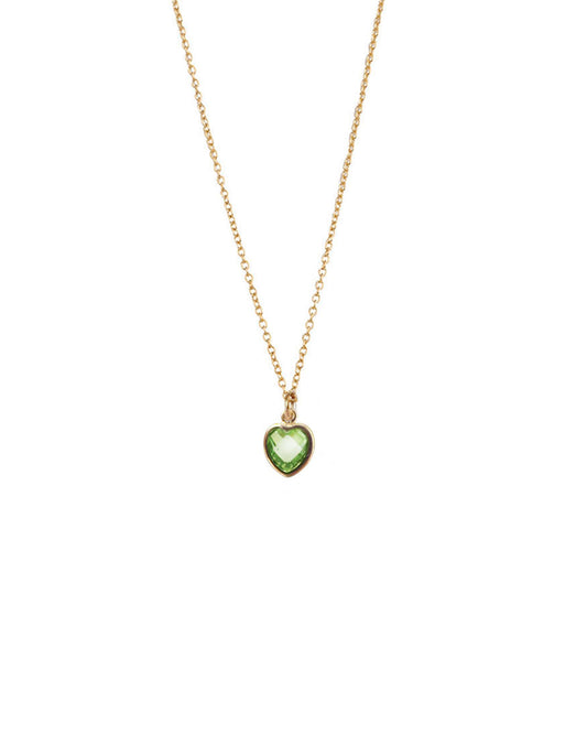 Mini Heart Necklace - Peridot