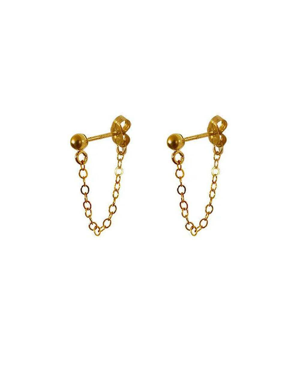 Chained Single Ball Stud Earrings