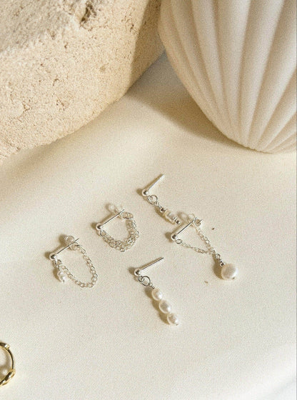 Ellie Triple Chain Stud Earrings