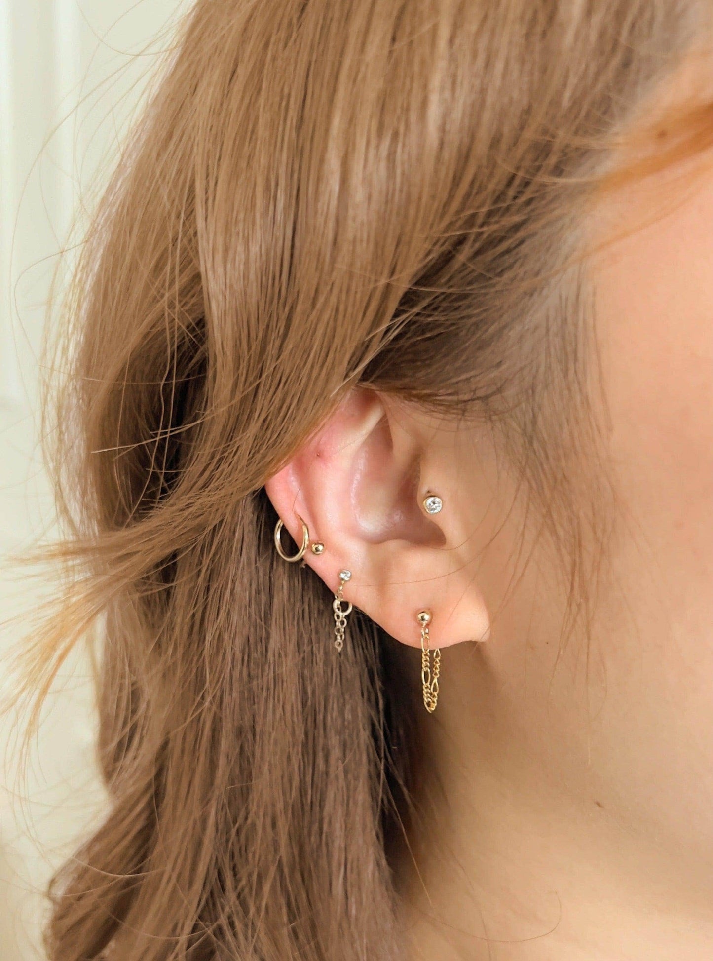 Nathalie Chained Single Ball Stud