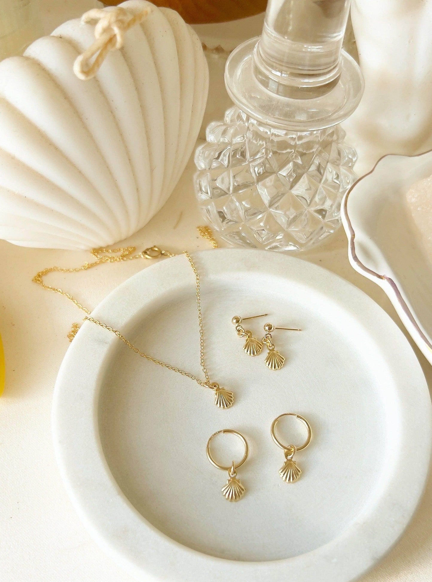 Ariel Mini Shell Ball Stud Earrings