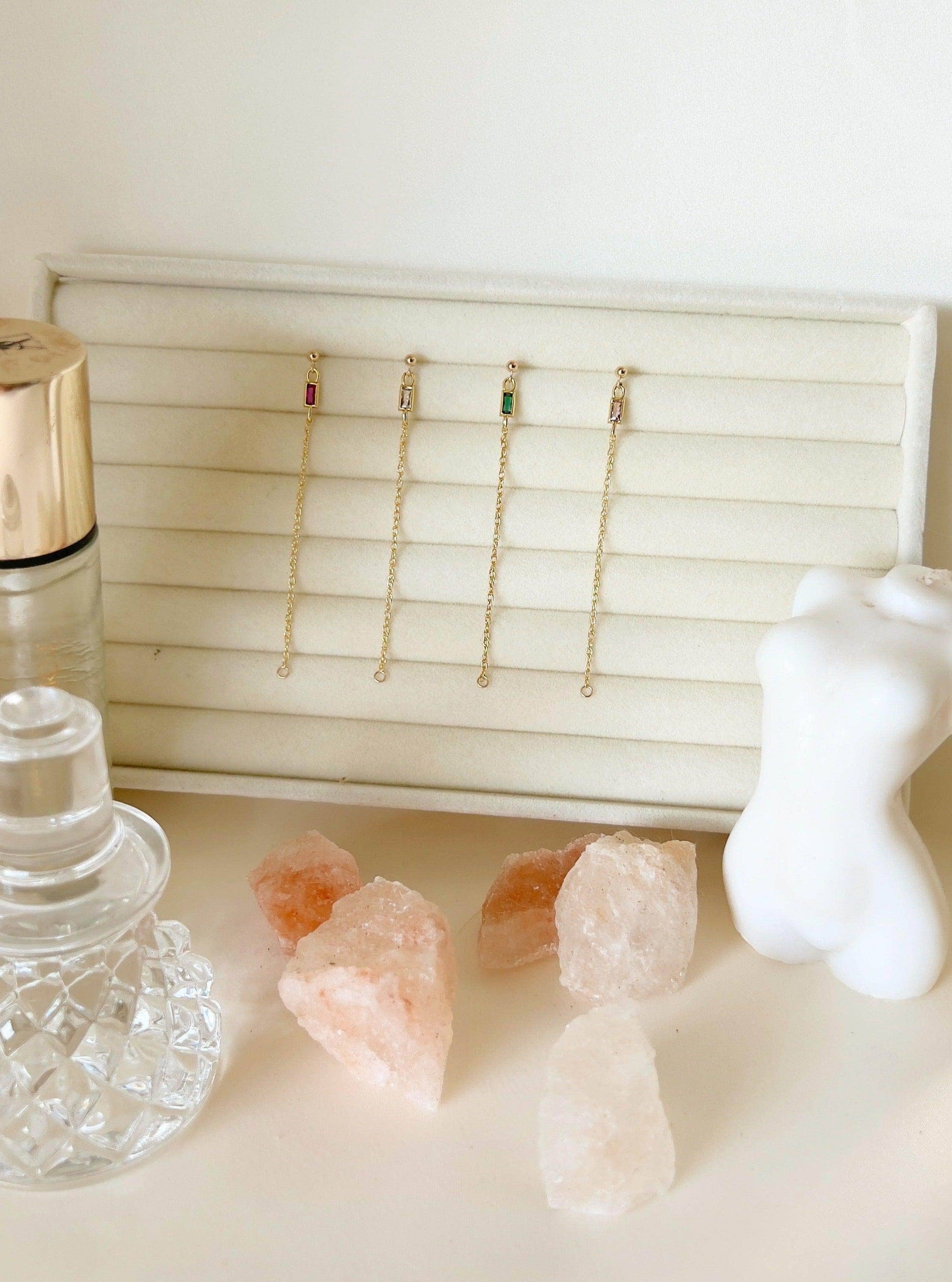 Vittoria Green Chain Stud