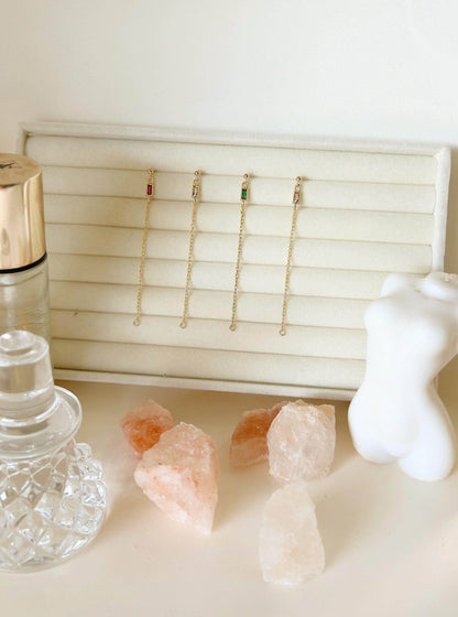 Vittoria Green Chain Stud