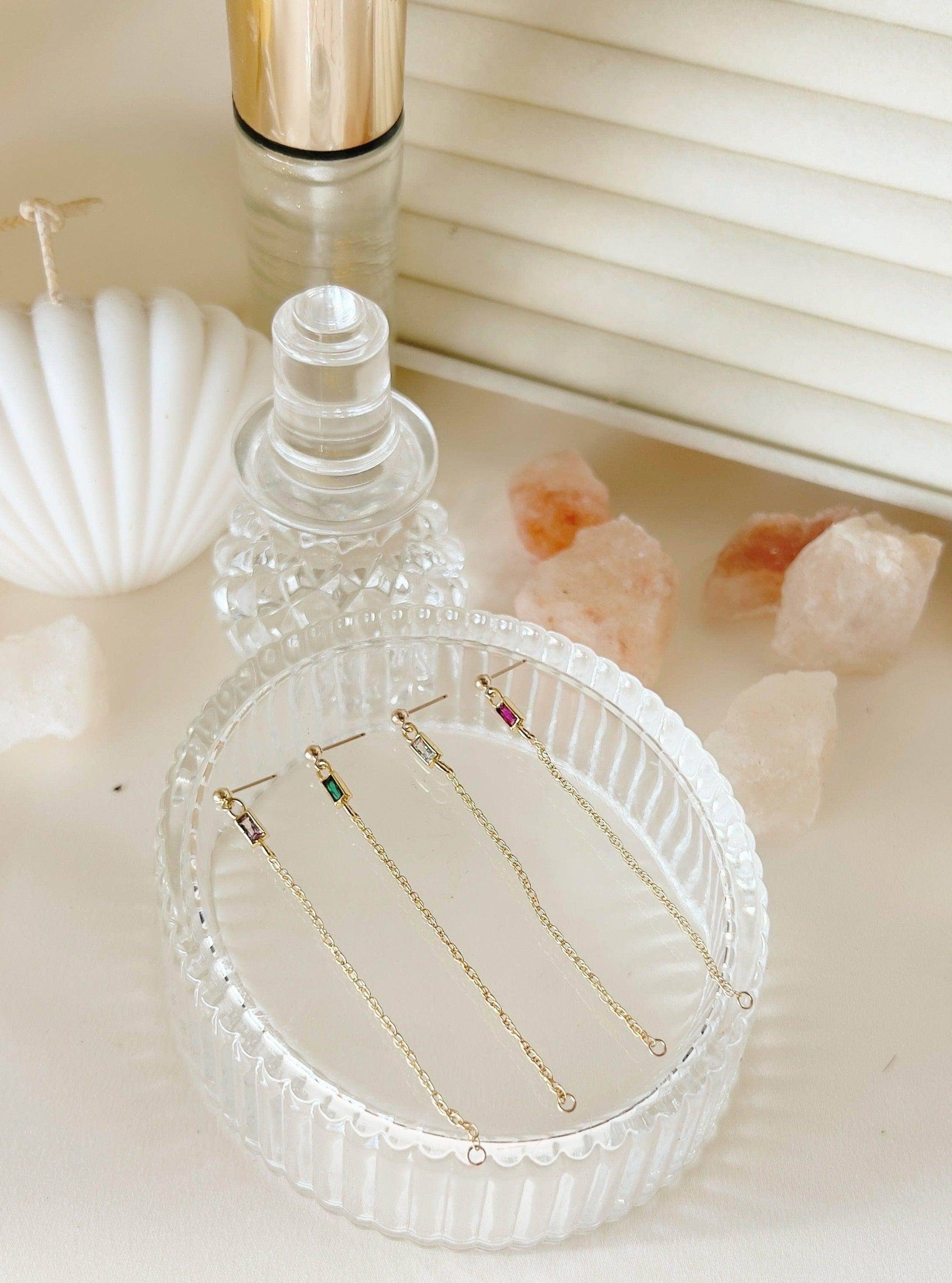 Vittoria Green Chain Stud