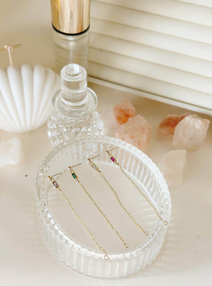 Vittoria Green Chain Stud