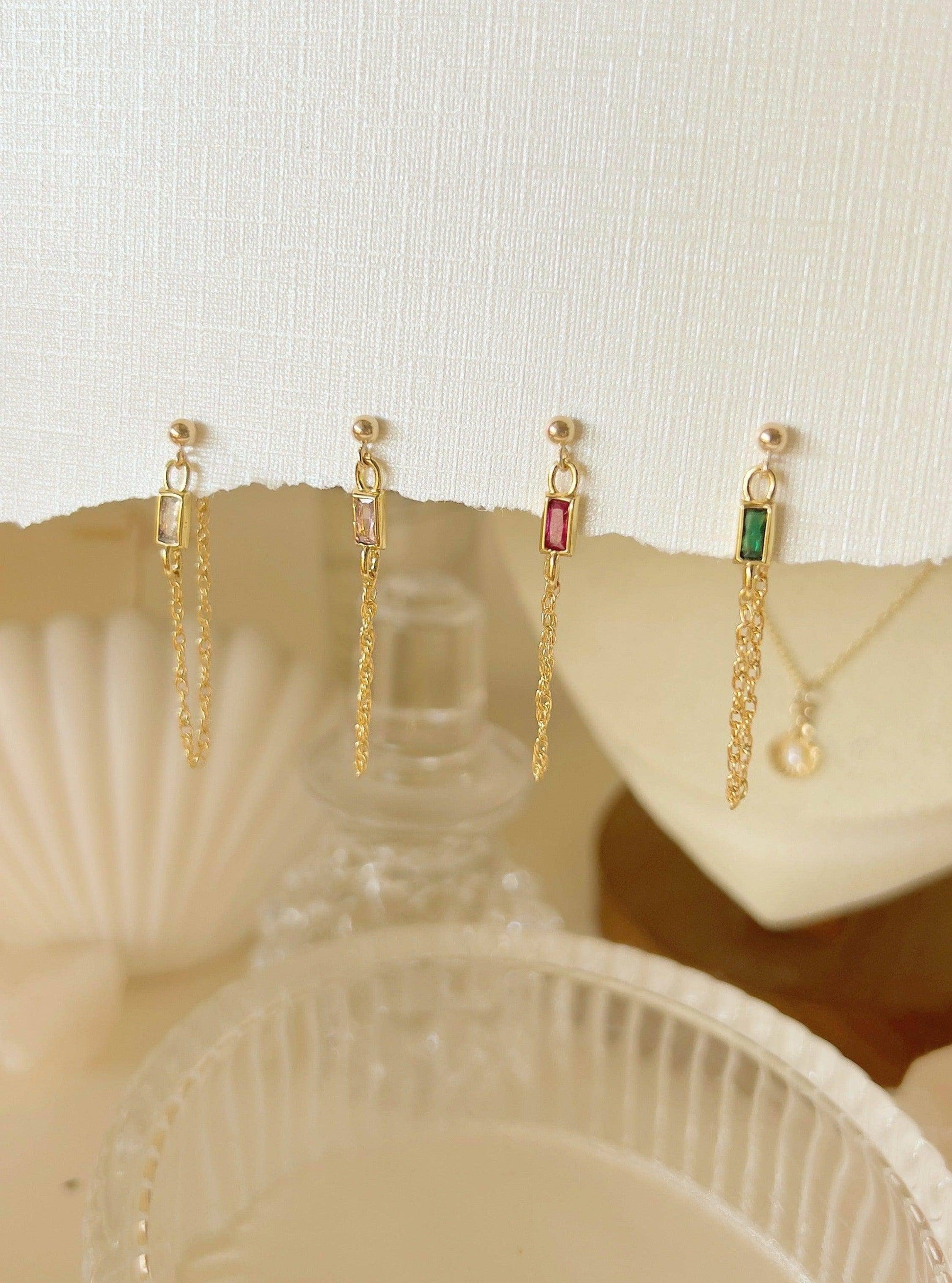 Vittoria Magenta Chain Stud