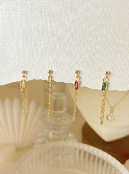 Vittoria Green Chain Stud