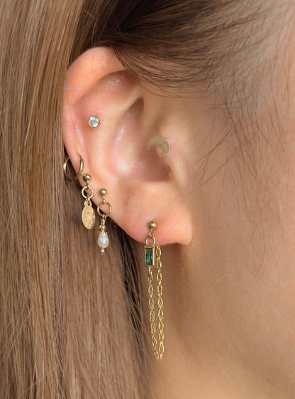 Vittoria Green Chain Stud