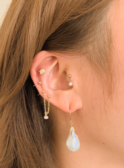 Ariel Clamshell Stud Earrings