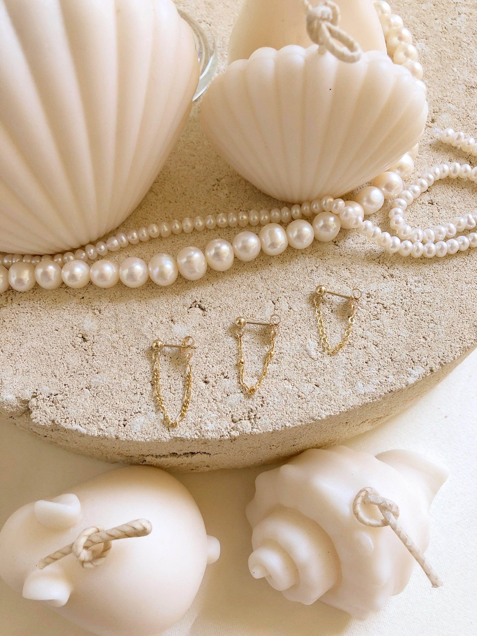 Audrey Chained Ball Stud Earrings