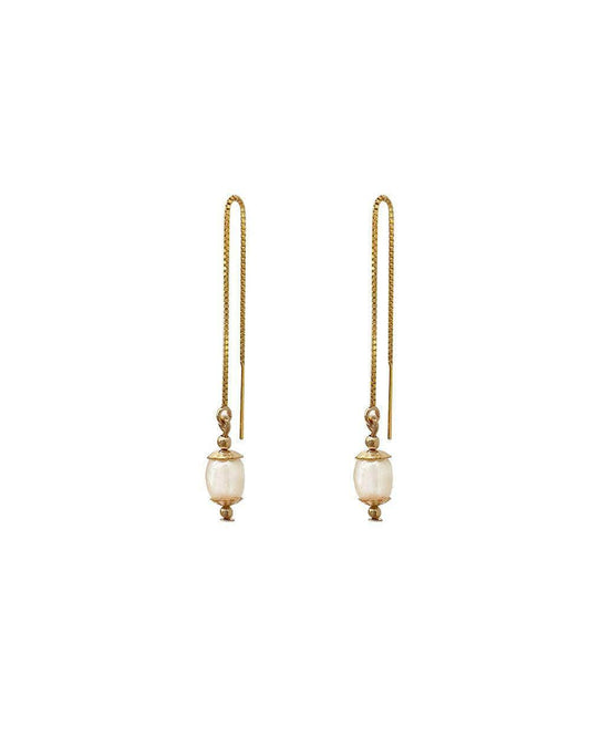 Oriana Pearl Thread Stud Earrings