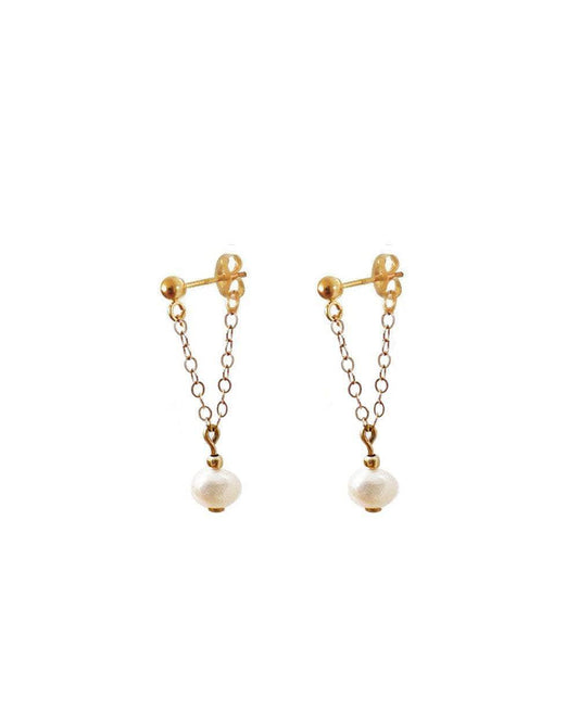 Tina Chained Peal Single Stud Earrings