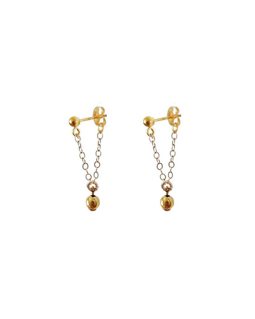 Tiny Ball Chained Stud Earrings