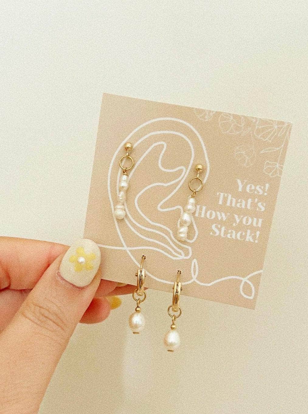 Clare Single Pearl Hoops