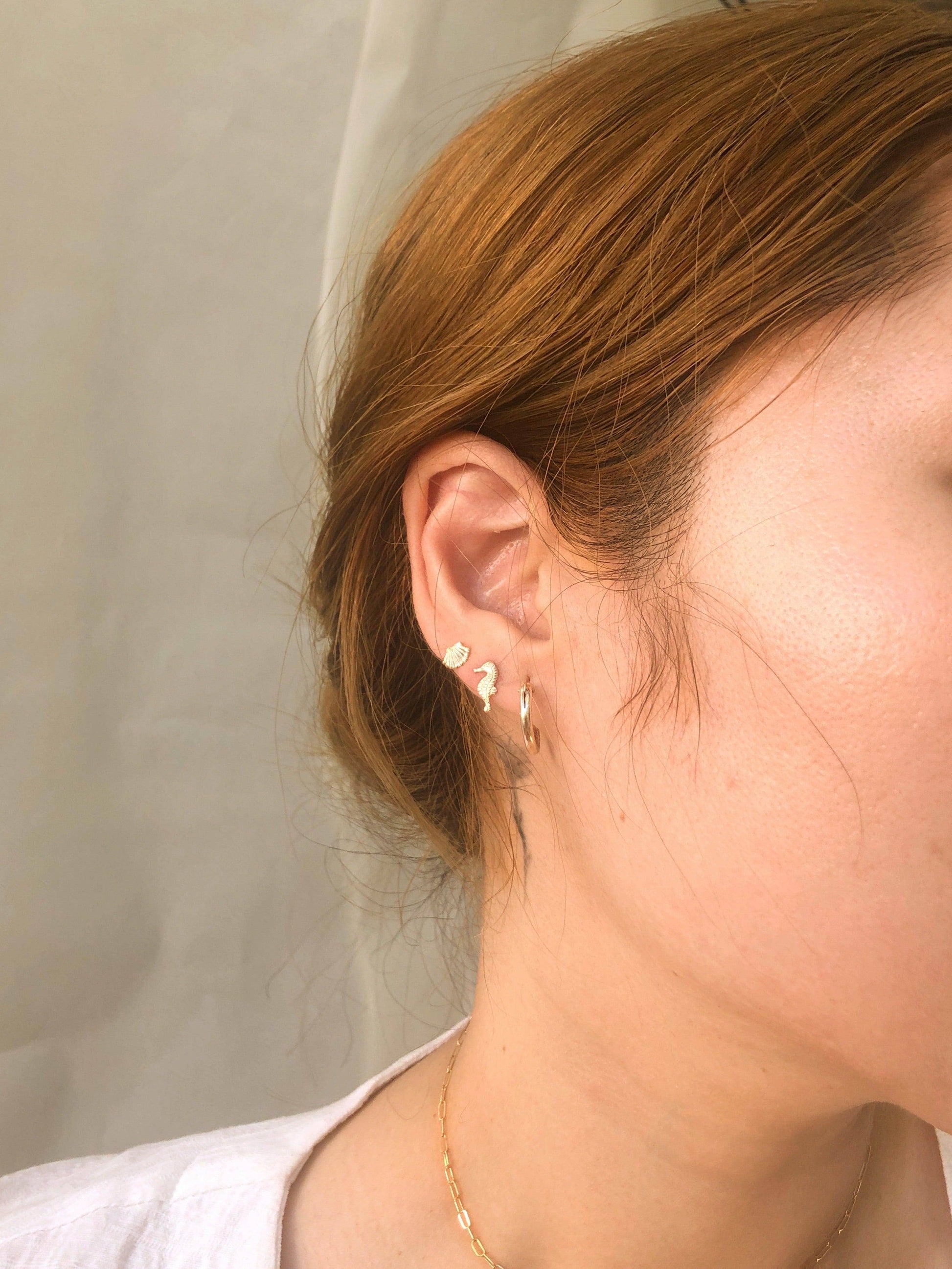 Ariel Seahorse Single Stud -  Left