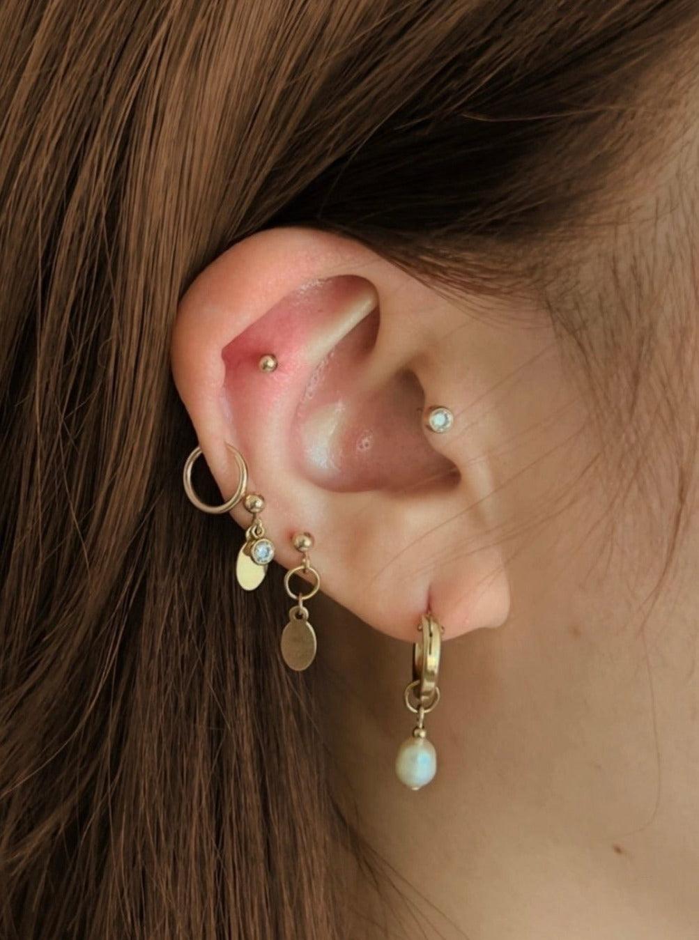 Clare Single Pearl Hoops