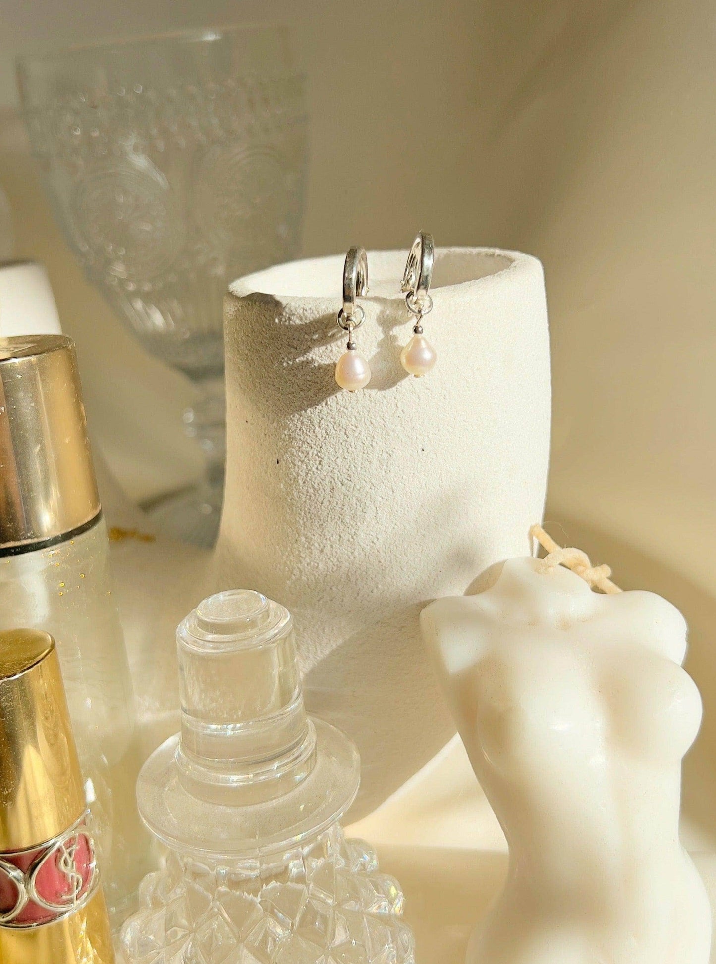 Clare Single Pearl Hoops