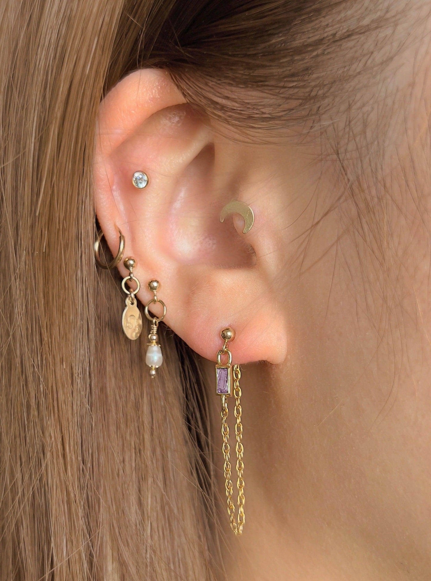 Vittoria Purple Chain Stud